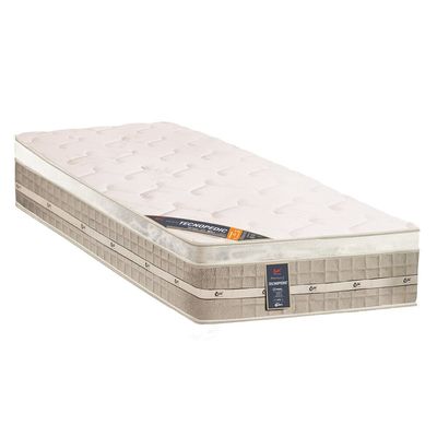 Colchão Solteiro Premium com Euro Pillow e Molas Tecnopedic System 30x88x188 cm Castor Branco com Bege