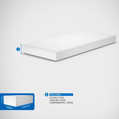 Colchão de Solteiro Guarda Costas Promiddle Espuma D28 22x78x188cm Probel Branco com Preto