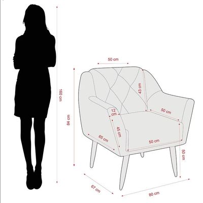 Poltrona Matrix Doca com Pés de Madeira e Revestida em Veludo Turquey Cappuccino