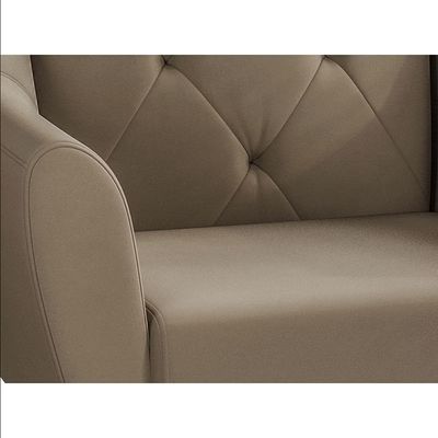 Poltrona Matrix Doca com Pés de Madeira e Revestida em Veludo Turquey Cappuccino