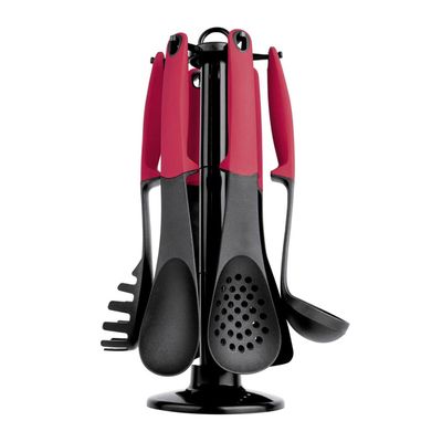 Conjunto de Utensílios para Cozinha Euro Home em Nylon 7 Peças Vermelho