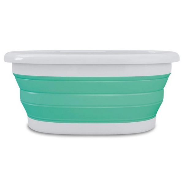 Cesto Retrátil para Roupas FlashLimp em Polipropileno - 18 Litros Verde com Branco