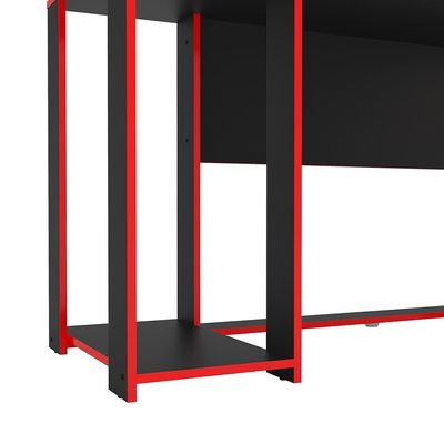 Mesa para Computador Gamer Politorno Singapura 1 Nicho Preto com Vermelho