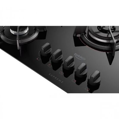 Cooktop a Gás 5 Bocas Dako Supreme com Queimador Tripla Chama Preto / Bivolt