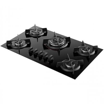 Cooktop a Gás 5 Bocas Dako Supreme com Queimador Tripla Chama Preto / Bivolt