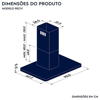 Coifa de Ilha Pro Series 90CM Electrolux Preto / 110V
