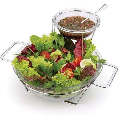 Serviço para Salada Forma Andrea - 5 Peças Inox e Transparente