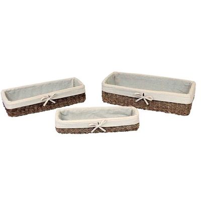 Conjunto de Cestas em Fibra Natural L`Hermitage Retangulares 3 Peças Natural