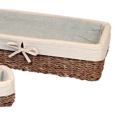 Conjunto de Cestas em Fibra Natural L`Hermitage Retangulares 3 Peças Natural