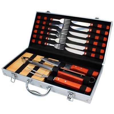Conjunto para Churrasco Fracalanza Gourmet com Maleta 17 Peças Inox com Marrom