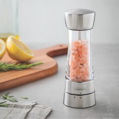 Moedor para Sal ou Pimenta Tramontina Realce em Aço Inox e Acrílico Inox e Transparente