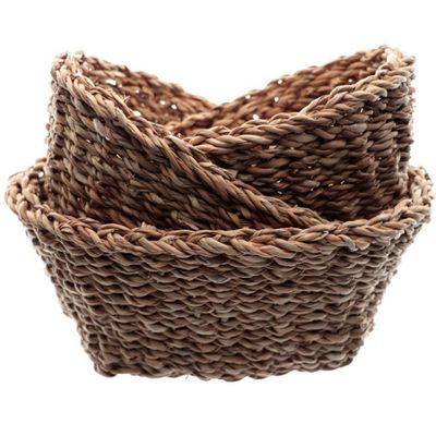 Conjunto de Cestas em Fibra Natural L`Hermitage Ovais 3 Peças Natural