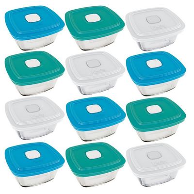 Conjunto de Potes Marinex Facilita Vap em Vidro 500 ml - 12 Peças Transparente com Colorido