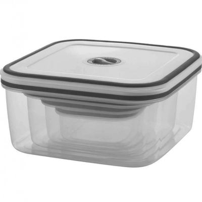 Conjunto de Potes Quadrados 4 Peças Electrolux em Polipropileno com Fechamento Hermético Branco/Cinza/Transparente