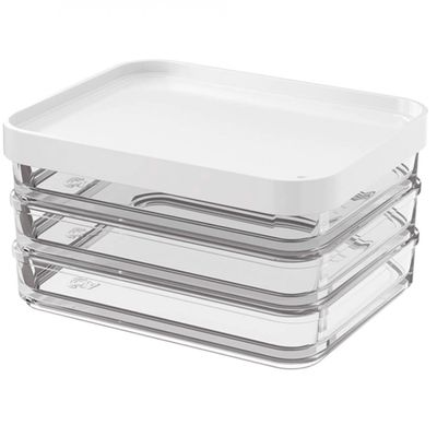 Pote Clear Trio Coza 20770/3007 em Poliestireno 840 ml Branco com Transparente