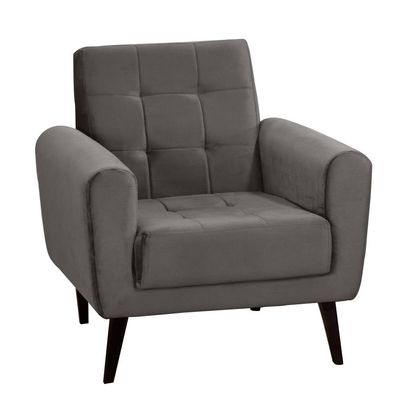 Poltrona Cora Plush e Pés Palito Matrix Chumbo