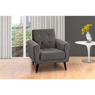 Poltrona Cora Plush e Pés Palito Matrix Chumbo