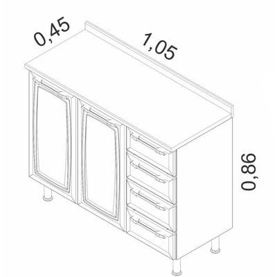 Gabinete Diamante com 2 Portas 4 Gavetas Itatiaia Branco