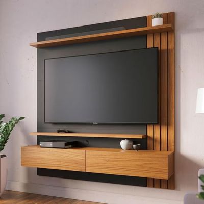 Painel Home Suspenso Colibri Juriti com 150 cm de Largura, Ideal para TV de Até 65 Noce Milano/Calacatta