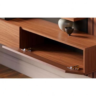 Painel Home Suspenso Colibri Juriti com 150 cm de Largura, Ideal para TV de Até 65 Noce Milano/Calacatta