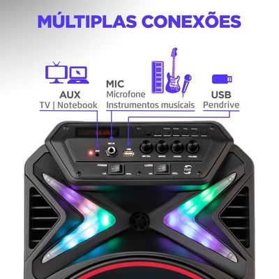 Caixa de Som Acústica Bluetooth 400W Mondial Connect Light CM400 Preta