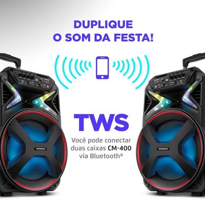 Caixa de Som Acústica Bluetooth 400W Mondial Connect Light CM400 Preta