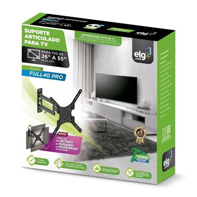 Suporte para TV LED e LCD Articulado 26" a 55" ELG FULL40 PRO Preto