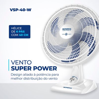 Ventilador de Mesa 40cm 6 Pás Branco Mondial VSP40 127V