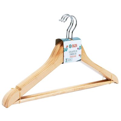 Conjunto 3 Cabides de Madeira