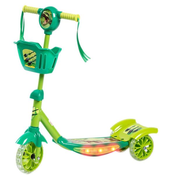 Patinete 3 Rodas com Cesta Dino Fun World Play&Fun Verde
