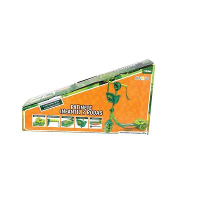 Patinete 3 Rodas com Cesta Dino Fun World Play&Fun Verde