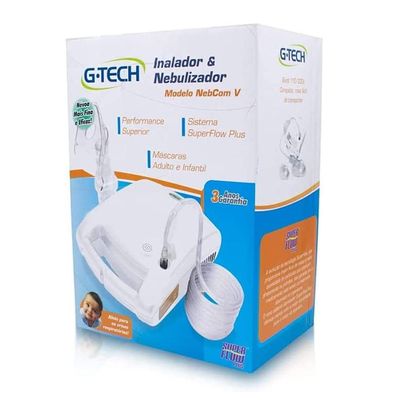 Nebulizador a Ar Comprimido G-Tech Nebcom V Bivolt Branco