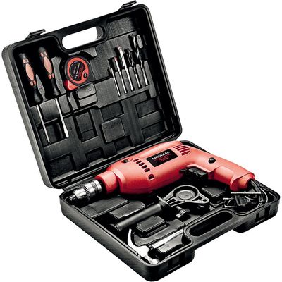 Kit Furadeira de Impacto 650W 3/8" Mondial Oficina NFFI-07M com 12 Peças e Maleta 127V 220v