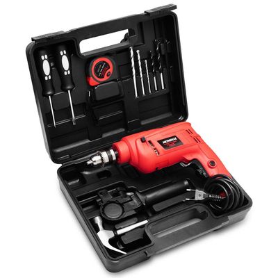 Kit Furadeira de Impacto 650W 3/8" Mondial Oficina NFFI-07M com 12 Peças e Maleta 127V 220v