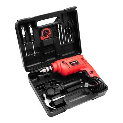 Kit Furadeira de Impacto 650W 3/8" Mondial Oficina NFFI-07M com 12 Peças e Maleta 127V 220v