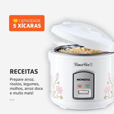 Panela Elétrica de Arroz 5 Xícaras Mondial Bianca Rice NPE-05 Branca 220V