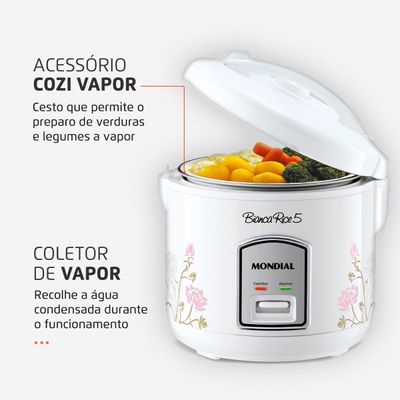 Panela Elétrica de Arroz 5 Xícaras Mondial Bianca Rice NPE-05 Branca 220V