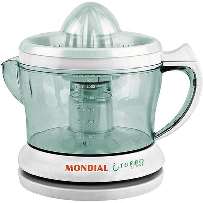 Espremedor 1,25L Mondial Turbo Citrus E-01 com Dupla Rotação e Acionamento Automático Branco 127V 220V