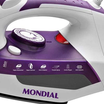 Ferro a Vapor Ceramic Express F40 com Spray Mondial Branco com Roxo / 110V