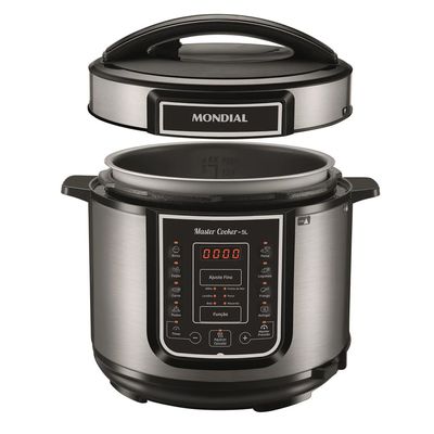 Panela Elétrica de Pressão Digital Master Cooker PE38 5 Litros Mondial Inox com Preto / 110V