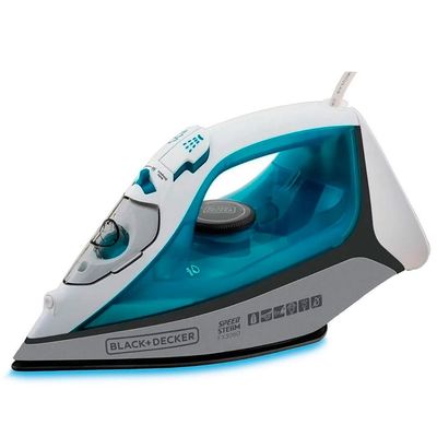 Ferro de Passar a Vapor Base Antiaderente com Spray FX3060 Ceramic Gliss 1200W Black+Decker Azul e Branco / 110V