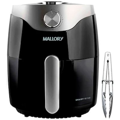 Fritadeira Elétrica Air Fryer Mallory Smart Fryer 3L e um Pegador Universal Brinox Top Pratic - 23,5 cm Preto com Prata / 110V