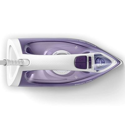 Ferro de Passar a Vapor Philips Walita EasySpeed GC1752 com Spray e Base de Cerâmica Branco com Roxo / 110V