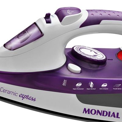 Ferro a Vapor Ceramic Express F40 com Spray Mondial Branco com Roxo / 110V
