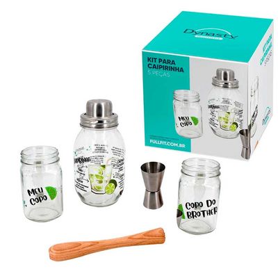 Kit Caipirinha Dynasty Open Bar 26310 - 5 Peças Verde Transparente