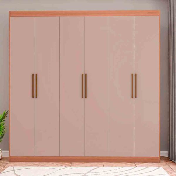Guarda-Roupa Casal Bartira Ville com 6 Portas e 2 Gavetas Avelã/Cappuccino