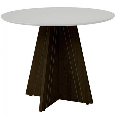 Mesa de Jantar Turim com 4 Cadeiras Revestimento em Tecido Linho Dobuê Castanho, Branco Off e Grafite