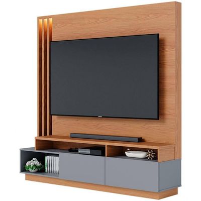 Estante Home Colibri Humaitá com 180 cm de Largura Ideal para TV de Até 75 Polegadas Freijó/Cinza Fosco