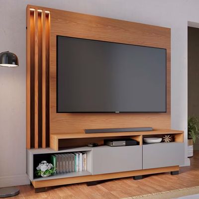 Estante Home Colibri Humaitá com 180 cm de Largura Ideal para TV de Até 75 Polegadas Freijó/Cinza Fosco