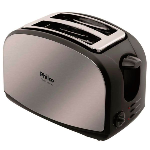 Torradeira French Toast com 8 Níveis de Tostagem Philco Inox com Preto / 220V Torradeira French Toast com 8 Níveis de Tostagem Philco Inox com Preto / 220V